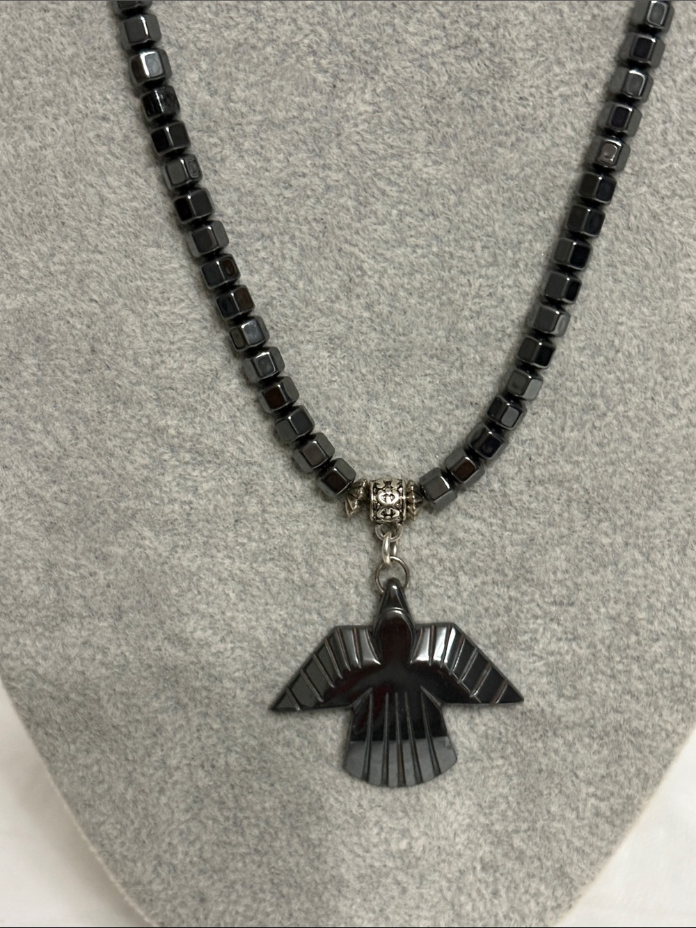 Hematite Bird Pendant Necklace